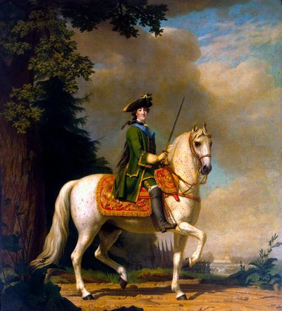 女帝エカチェリーナ 2 世の騎馬肖像、1729 年～1796 年、1762 年以降。 作： Vigilius Erichsen