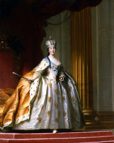 ロシアの女帝キャサリン 2 世 (1729-1796) の「戴冠式ローブ」の全身肖像画 Vigillus Erichsen (Eriksen) (1722-1782) による絵画 1779 ダビデ コレクション 作： Vigilius Erichsen
