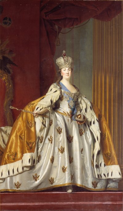 戴冠式のドレスを着たロシアのエカテリーナ 2 世 作： Vigilius Eriksen