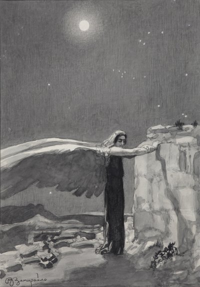 ミハイル・レールモントフの詩「悪魔」の挿絵、1913-1914年 作： Viktor Dmitrievich Zamiraylo