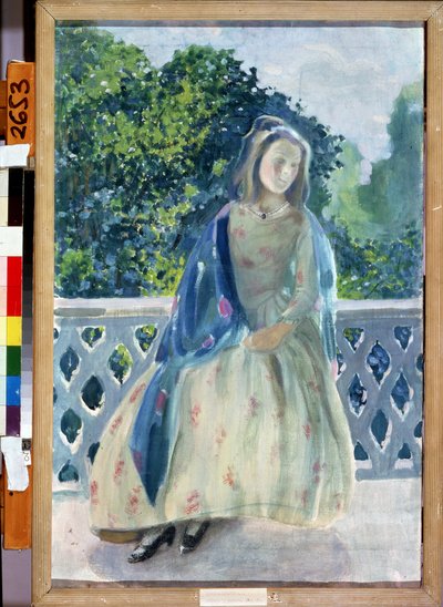 ""Jeune fille au balcon"" Peinture de Viktor (Victor) Elpidiforovich Borisov-Musatov (Borisov Musatov) (1870-1905) 1900 State A. Radishchev Art Museum Saratov 作： Viktor Elpidiforovich Borisov Musatov