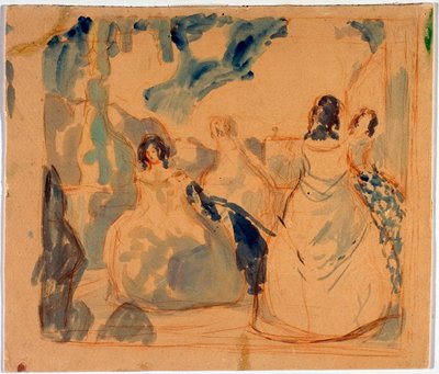 テラスの若い女性 - Viktor (Victor) Elpidiforovich Borisov-Musatov (Borisov Musatov) (1870-1905) の作品 作： Viktor Elpidiforovich Borisov Musatov