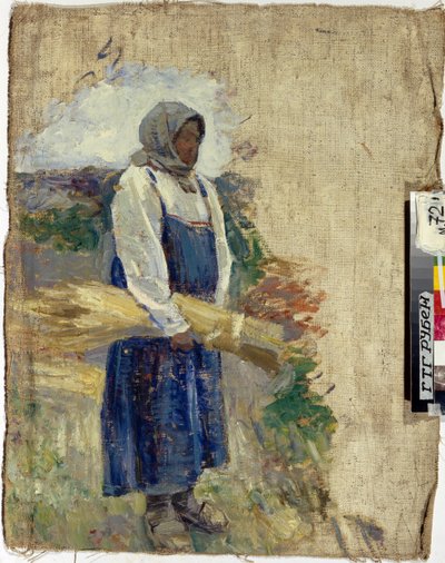 刈り取り機（une moissonneuse）-Viktor Elpidiforovich Borisov Musatov (Borissov Moussatov)(1870-1905)の絵画、キャンバスに油彩 1896 - 国立トレチャコフ美術館、モスクワ 49,5x39,5 作： Viktor Elpidiforovich Borisov Musatov