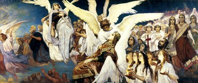 楽園の前、右の部分、1885-1896。 作： Viktor Mikhaylovich Vasnetsov