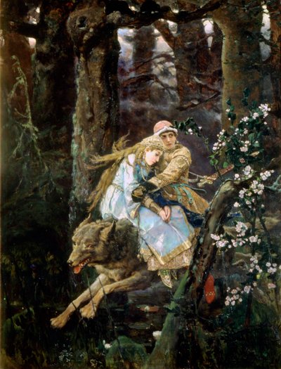 灰色オオカミに乗ったツァレビッチ・イヴァン、1889 作： Viktor Mikhaylovich Vasnetsov