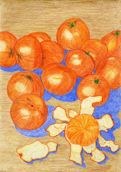新鮮なオレンジの静物画 作： 