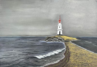 海岸沿いの小道にある灯台 作： Viktoriia Saunina