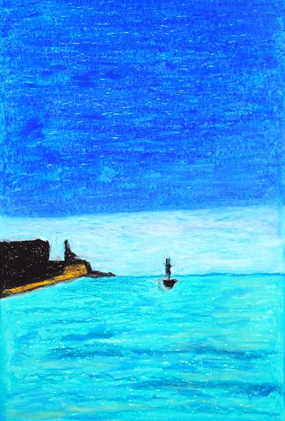 鮮やかな青の海景 作： 