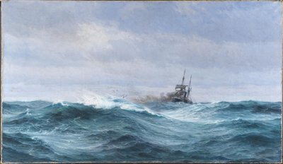 大西洋の嵐の中の船 作： Vilhelm Arnesen