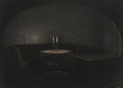 インテリア。 人工光 作： Vilhelm Hammershøi