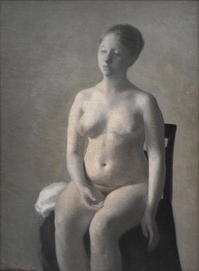 座っている女性のヌード、1889年。 作： Vilhelm Hammershøi