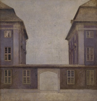 1902 年、コペンハーゲンのセント アナ通りから見たアジア会社の建物。 作： Vilhelm Hammershøi