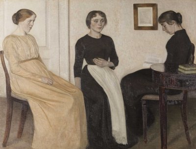 3人の若い女性、1888年。 作： Vilhelm Hammershøi