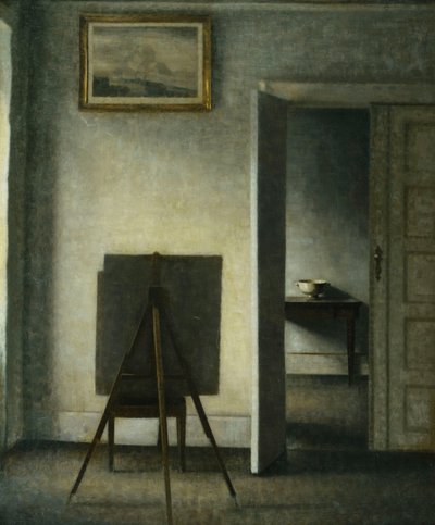 アーティストのイーゼルのあるインテリア、 作： Vilhelm Hammershoi