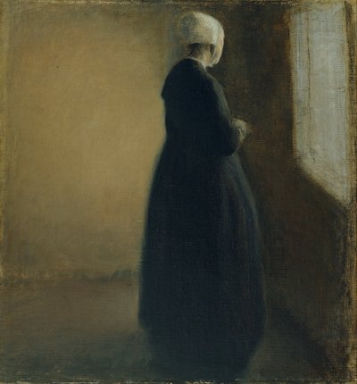 窓際に立つ老婆 作： Vilhelm Hammershøi