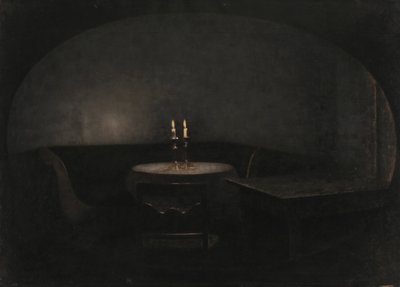 インテリア。 人工光 作： Vilhelm Hammershøi