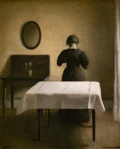背中の女性がいるインテリア 作： Vilhelm Hammershoi