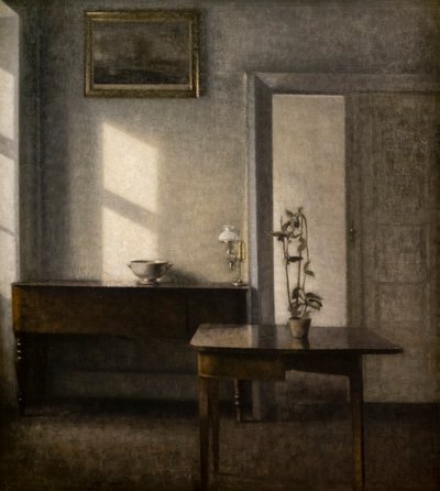 フラワーポートのあるインテリア（Bredgade 25 作： Vilhelm Hammershoi