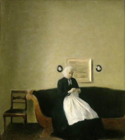 アーティストの母親とのインテリア 作： Vilhelm Hammershoi
