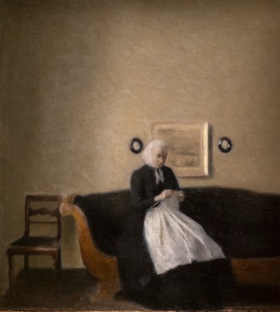 作家の母とのインテリア 作： Vilhelm Hammershoi
