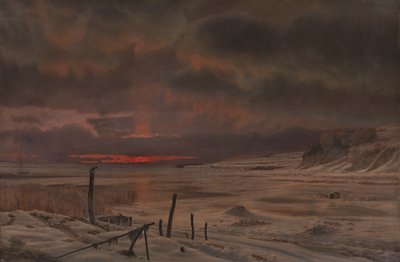 デンマークのフィヨルドによる冬の夜 作： Vilhelm Kyhn