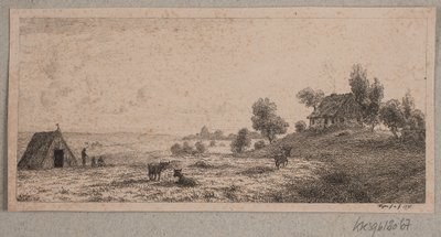 農家と小屋のある風景 作： Vilhelm Kyhn