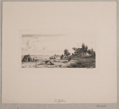 農家と小屋のある風景 作： Vilhelm Kyhn