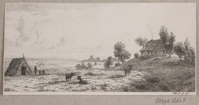 農家と小屋のある風景 作： Vilhelm Kyhn