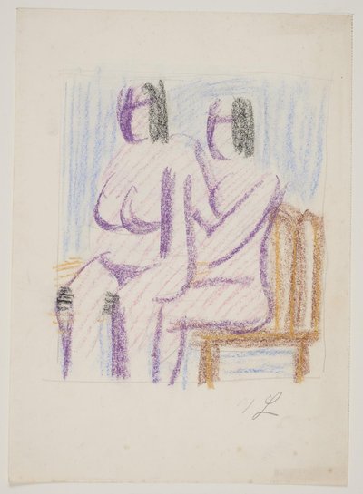 着席した裸の女性 2 人との構図研究 作： Vilhelm Lundstrøm
