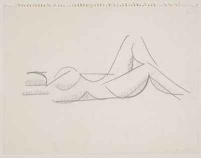 リクライニングした女性モデル、足を右に向ける 作： Vilhelm Lundstrøm