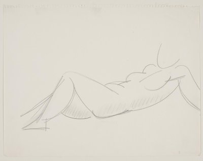 リクライニングの女性モデル、足を左に向ける 作： Vilhelm Lundstrøm