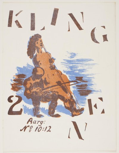 女性の体で遊ぶ男性。 Klingen II の表紙、no. 10-12 作： Vilhelm Lundstrøm