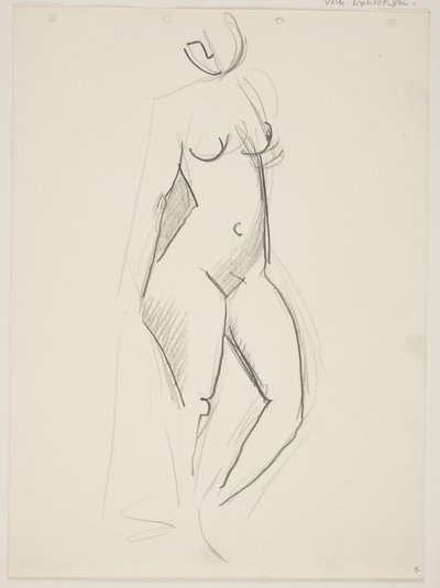 立っているヌードの女性、右向き、ドレープを手に 作： Vilhelm Lundstrøm