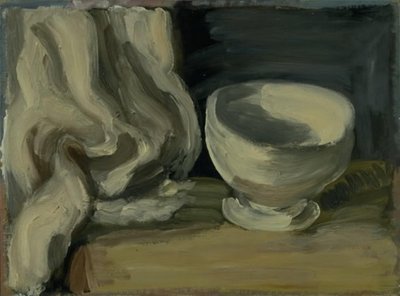 布と鉢のある静物 作： Vilhelm Lundstrøm