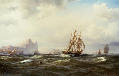 ジブラルタル海峡の船 作： Vilhelm Melbye