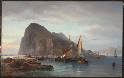 ジブラルタル沖の船、1880 作： Vilhelm Melbye
