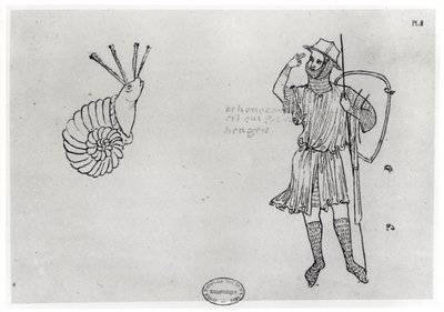 Fol.2カタツムリとハンガリーの兵士（ファクシミリのコピー） 作： Villard de Honnecourt