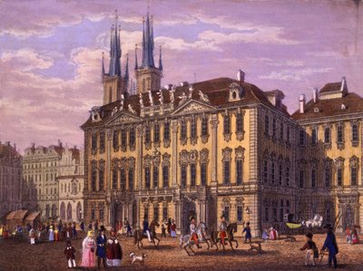 Goltz-Kinsky（Kinský）宮殿、プラハ、1847年（色鋼彫刻） 作： Vincenc and Geissler, F. Morstadt