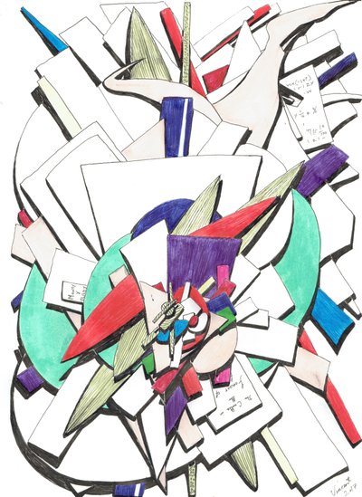 頂上、2017、（紙に色付きのインク） 作： Vincent Alexander Booth