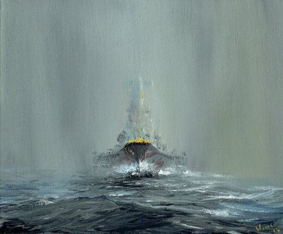 戦艦大和1945、2016年（キャンバスボードに油彩） 作： Vincent Alexander Booth