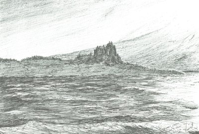 フェリーから見たデュアート城;2007;(インク、紙) 作： Vincent Alexander Booth