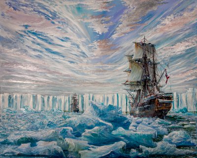 エレバス・アンド・テラー号が南極大陸の氷棚を発見、2020年 作： Vincent Alexander Booth