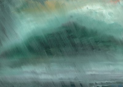山岳雨、2017年（キャンバスボードに油彩） 作： Vincent Alexander Booth
