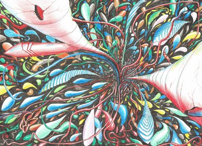 エンケラドスの海、2024年（紙にインクと鉛筆） 作： ヴィンセントアレクサンダーブース