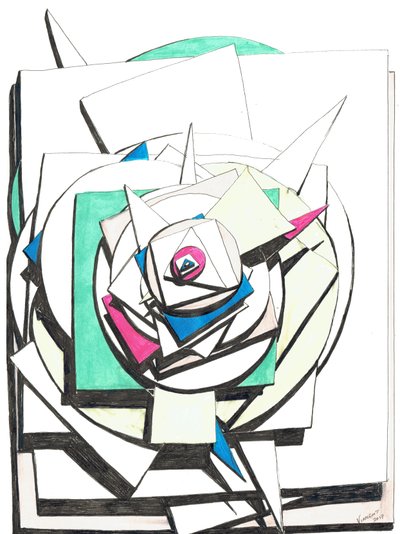 積み上げ、2017年（紙に色付きのインク） 作： Vincent Alexander Booth