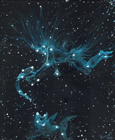 星座水瓶座、2016年（キャンバスボードに油彩） 作： Vincent Alexander Booth