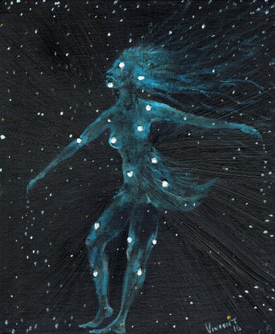 星座乙女座、2016年（キャンバスボードに油彩） 作： Vincent Alexander Booth