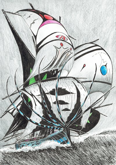 Storm Creators Andaman Sea、2017、（紙にインク） 作： Vincent Alexander Booth