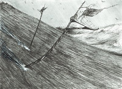 Storm Creators Black Sea、2017年（紙にインク） 作： Vincent Alexander Booth