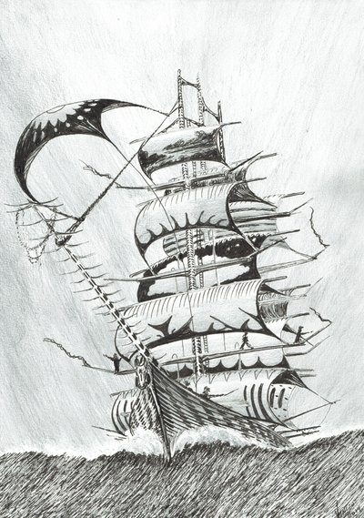 Storm Creators Durville Sea、2017年（紙にインク） 作： Vincent Alexander Booth